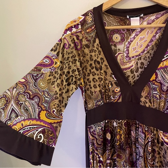 Y2K Vintage Babydoll Body Central Brown Dress Fall Fairy Boho Cutegoth retro - Picture 3 of 5